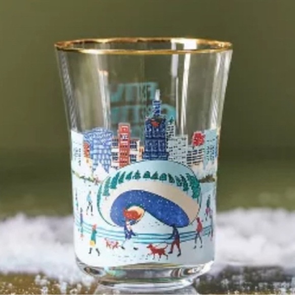 Anthropologie Holiday In The City Chicago Juice Glass 2024 New With Tags - Picture 1 of 5